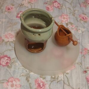 Ceramic Green and Brown Oil Warmer